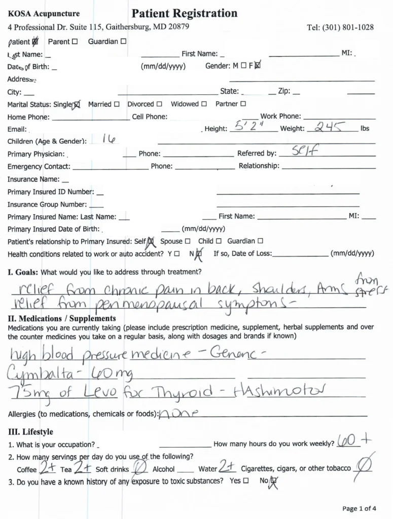 Registration Form of Patient
