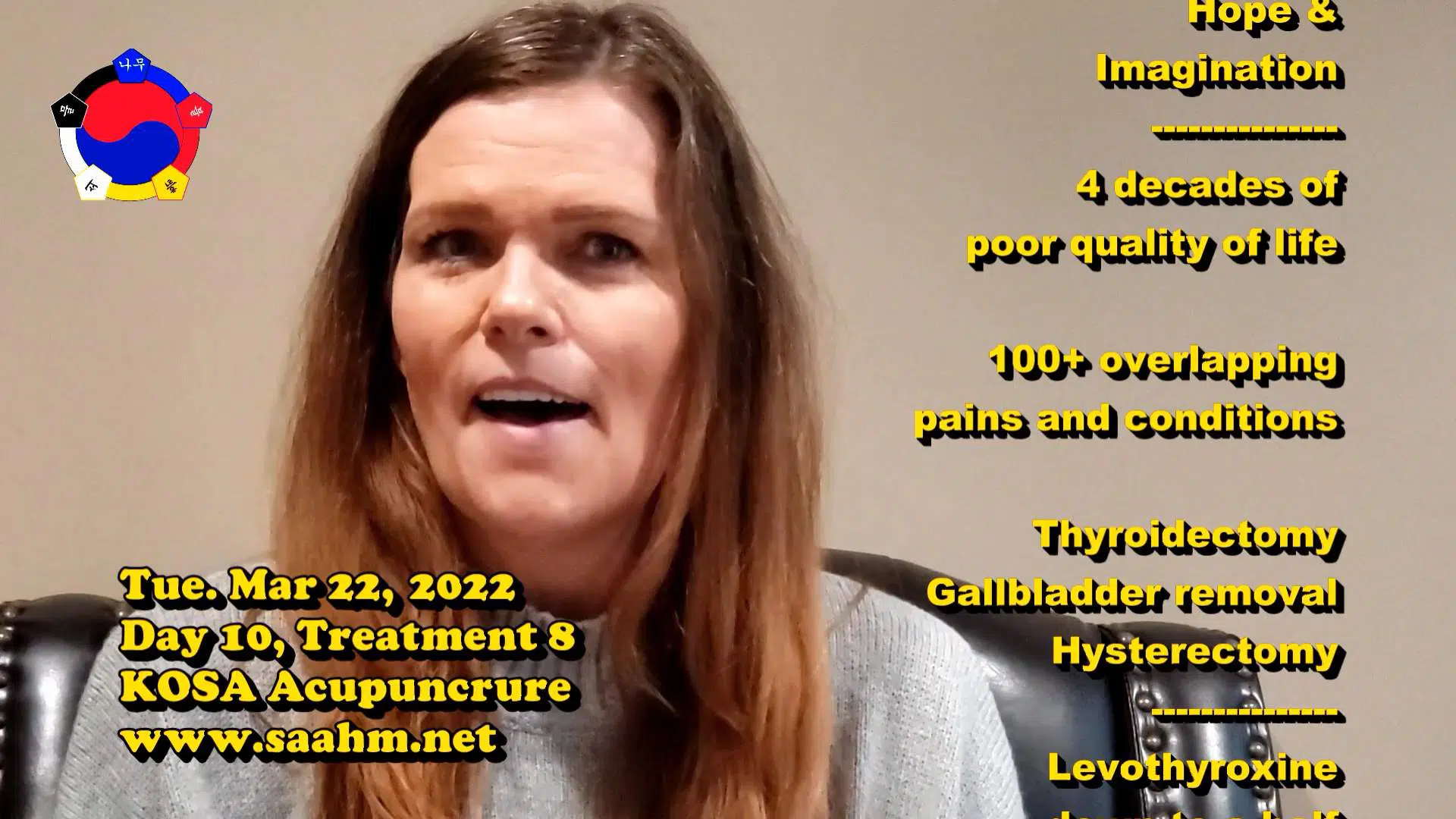 KOSA Acupuncture For A Better Quality Of Life #08 - Day 10, Tx 8 - Video Testimonial